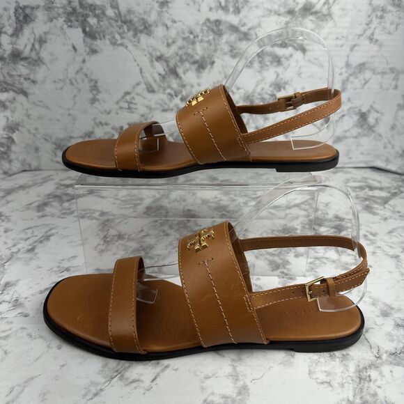 Tory Burch Mini Everly Back Strap Sandal Size 11 Antique Tan Vanchetta Leather - Picture 3 of 11